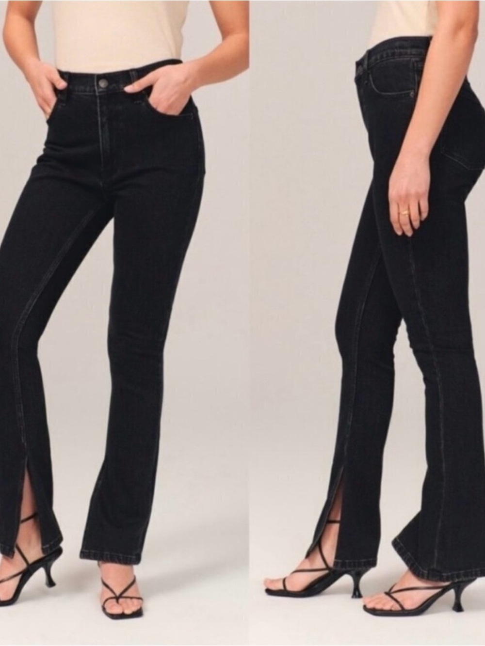 Abercrombie & Fitch Black Split-Hem Jeans high rise skinny SIZE 27 short